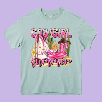 Cowgirl Summer Heavy Core Tee Designed By Texasbilliewilder