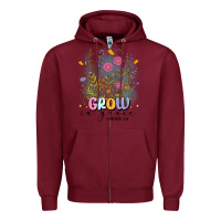 Burgundy grow in grace Zipper Hoodie - MaliasSmallBusiness