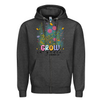 Charcoal Heather grow in grace Zipper Hoodie - MaliasSmallBusiness
