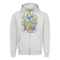 Dove Grey grow in grace Zipper Hoodie - MaliasSmallBusiness