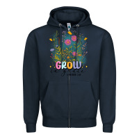 Navy grow in grace Zipper Hoodie - MaliasSmallBusiness