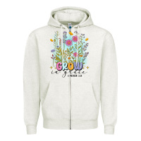 Oatmeal Heather grow in grace Zipper Hoodie - MaliasSmallBusiness