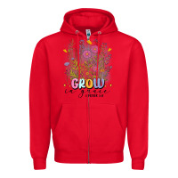 Red grow in grace Zipper Hoodie - MaliasSmallBusiness