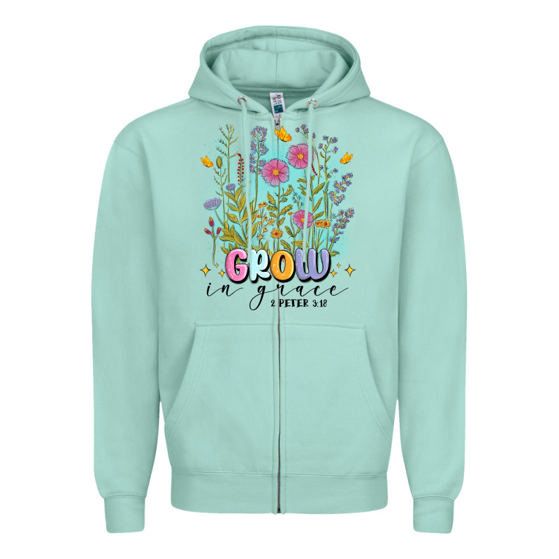 Grow In Grace Zipper Hoodie by MaliasSmallBusiness | Teevron