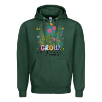 Sports Green grow in grace Zipper Hoodie - MaliasSmallBusiness