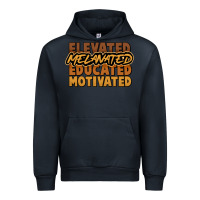 Navy Elevated melanated educated motivated Urban Hoodie - HowdyJamesFarm