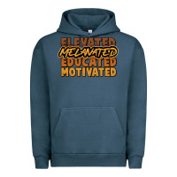 Pigment Midnight Navy Elevated melanated educated motivated Urban Hoodie - HowdyJamesFarm
