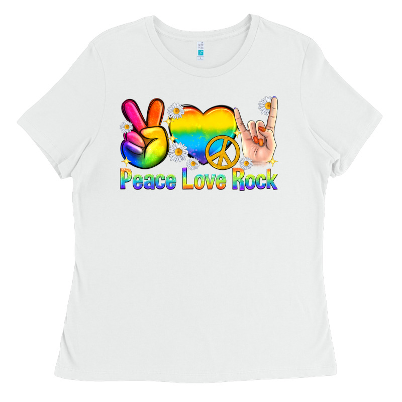 Peace Love Rock Pride Ladies Tee by texasbilliewilder | Teevron
