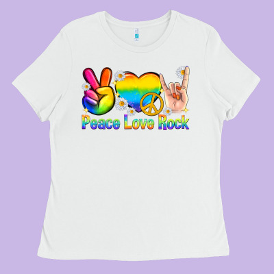 Peace Love Rock Pride Ladies Tee Designed By Texasbilliewilder