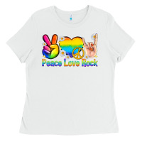 White peace love rock pride Ladies Tee - texasbilliewilder