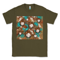 Army Green baseball turquoise gemstones western patterns Classic Tee - BarkalooDesign