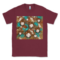 Burgundy baseball turquoise gemstones western patterns Classic Tee - BarkalooDesign