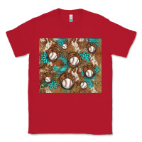 Red baseball turquoise gemstones western patterns Classic Tee - BarkalooDesign