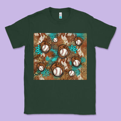 Baseball Turquoise Gemstones Western Patterns Classic Tee Designed By Barkaloodesign
