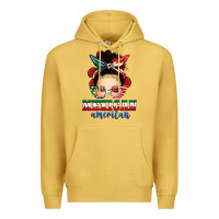 Antique Gold Mexican American Messy Bun Premium Hoodie - texasbilliewilder