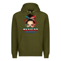 Army Green Mexican American Messy Bun Premium Hoodie - texasbilliewilder