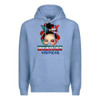 Colony Blue Mexican American Messy Bun Premium Hoodie - texasbilliewilder