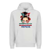 Dove Grey Mexican American Messy Bun Premium Hoodie - texasbilliewilder