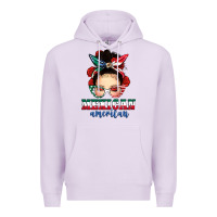 Lilac Mexican American Messy Bun Premium Hoodie - texasbilliewilder