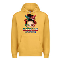 Mustard Mexican American Messy Bun Premium Hoodie - texasbilliewilder