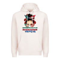 Pale Pink Mexican American Messy Bun Premium Hoodie - texasbilliewilder