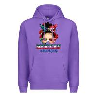 Purple Mexican American Messy Bun Premium Hoodie - texasbilliewilder