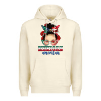 Sandshell Mexican American Messy Bun Premium Hoodie - texasbilliewilder