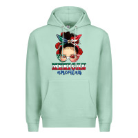 Seafoam Mexican American Messy Bun Premium Hoodie - texasbilliewilder