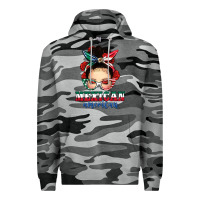 Slate Camo Mexican American Messy Bun Premium Hoodie - texasbilliewilder