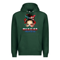 Sports Green Mexican American Messy Bun Premium Hoodie - texasbilliewilder