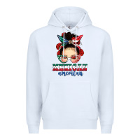 White Mexican American Messy Bun Premium Hoodie - texasbilliewilder