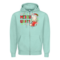 Seafoam merry what christmas cat Zipper Hoodie - MaliasSmallBusiness