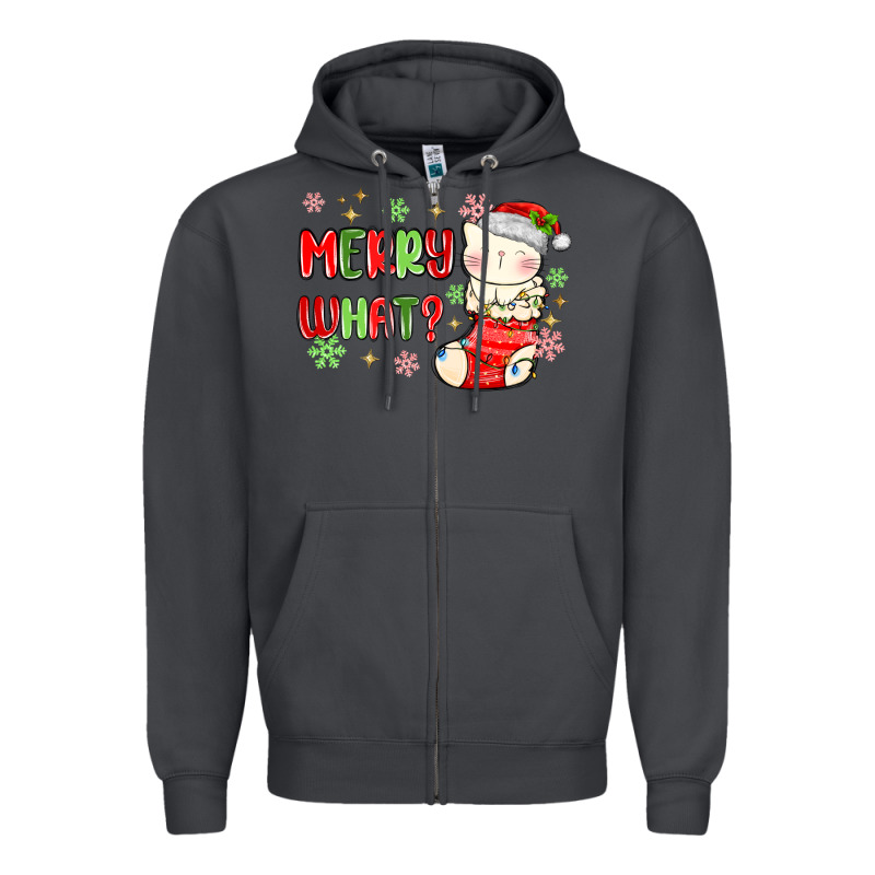 Merry What Christmas Cat Zipper Hoodie by MaliasSmallBusiness | Teevron