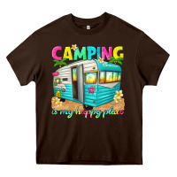 Chocolate Brown camping is my happy place Heavy Core Tee - texasbilliewilder