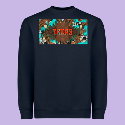 Western Texas And Bullskulls With Turquoise And Leopard Licanse Plate Heavyweight Sweatshirt Designed By Artiststas