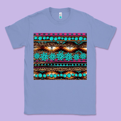 Leopard Aztec Turquoise Jewelry Classic Tee Designed By Barkaloodesign