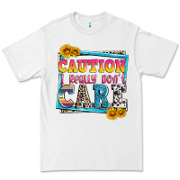 White caution i really don't care Premium Tee - Zillion Design Studio