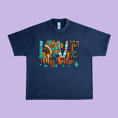 Love My Tribe Native American Indian Headdress Urban Heavy Tee Designed By Artiststas
