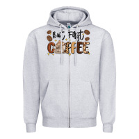 Heather Grey but first coffee Zipper Hoodie - MaliasSmallBusiness