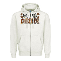Oatmeal Heather but first coffee Zipper Hoodie - MaliasSmallBusiness