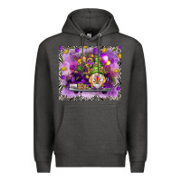 Charcoal Heather Mardi Gras gnome on the truck Premium Hoodie - NancyCooperArtShop