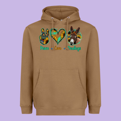 Peace Love Donkeys Heavyweight Hoodie Designed By Bettercallsaul