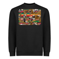 Black western serape cowhide and leopard background Heavyweight Sweatshirt - Artiststas