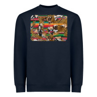 Navy western serape cowhide and leopard background Heavyweight Sweatshirt - Artiststas