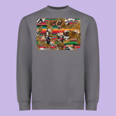 Western Serape Cowhide And Leopard Background Heavyweight Sweatshirt Designed By Artiststas