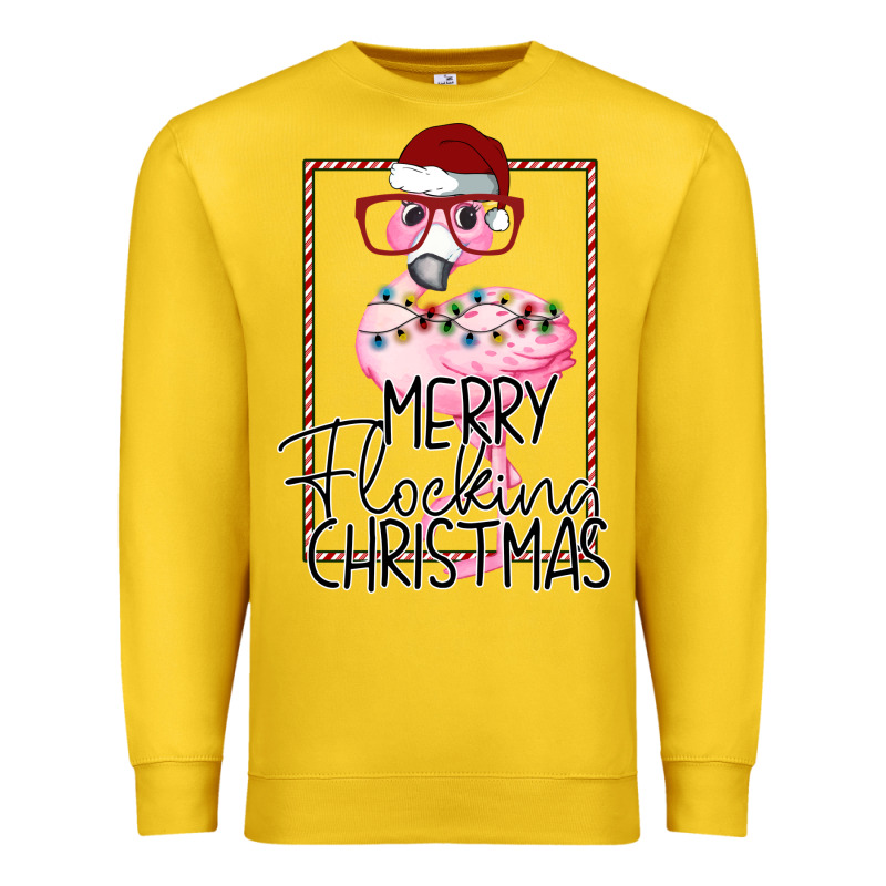 Merryy Flocking Christmas Flamingo Premium Sweatshirt by Bettercallsaul | Teevron