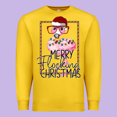 Merryy Flocking Christmas Flamingo Premium Sweatshirt Designed By Bettercallsaul