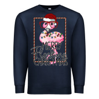 Navy Merryy Flocking Christmas Flamingo Premium Sweatshirt - Bettercallsaul