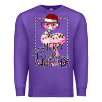 Purple Merryy Flocking Christmas Flamingo Premium Sweatshirt - Bettercallsaul