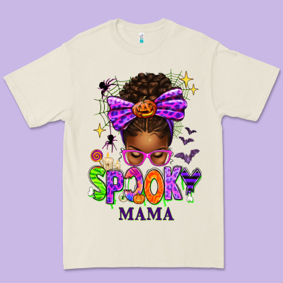 Halloween Afro Messy Bun Spooky Mama Premium Tee Designed By Texasbilliewilder